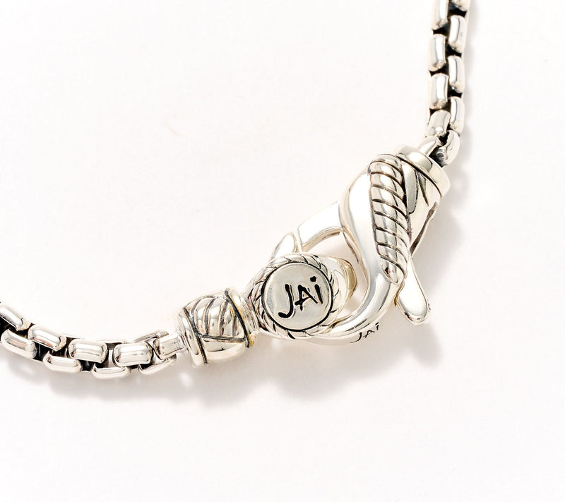 JAI Sterling Silver 50 & Fabulous Box Chain Charm Bracelet, 9.0g — View 3