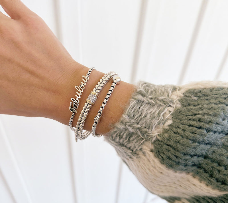 JAI Sterling Silver 50 & Fabulous Box Chain Charm Bracelet, 9.0g — View 4