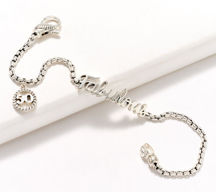 JAI Sterling Silver 50 & Fabulous Box Chain Charm Bracelet, 9.0g