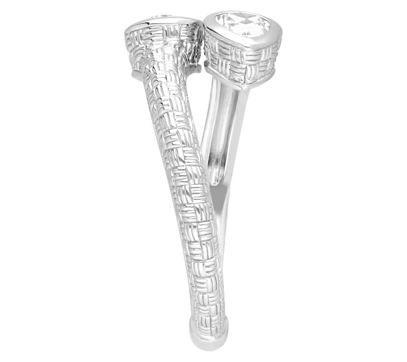 Ariva Sterling Silver Diamonique Napa Bypass Ring — View 3