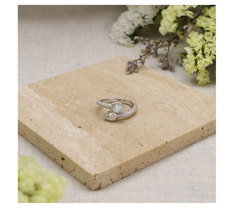 Ariva Sterling Silver Diamonique Napa Bypass Ring — View 4