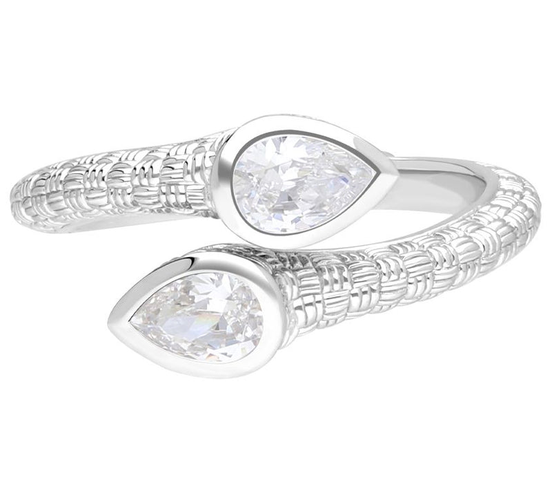 Ariva Sterling Silver Diamonique Napa Bypass Ring — Main view