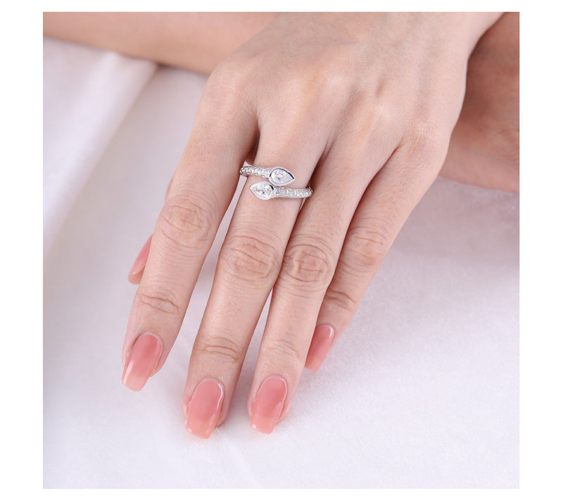 Ariva Sterling Silver Diamonique Napa Bypass Ring — View 5