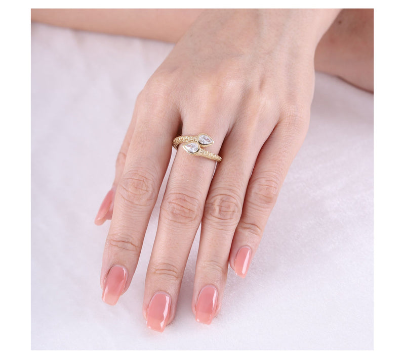 Ariva 18K Gold Clad Diamonique Napa Bypass Ring — View 5