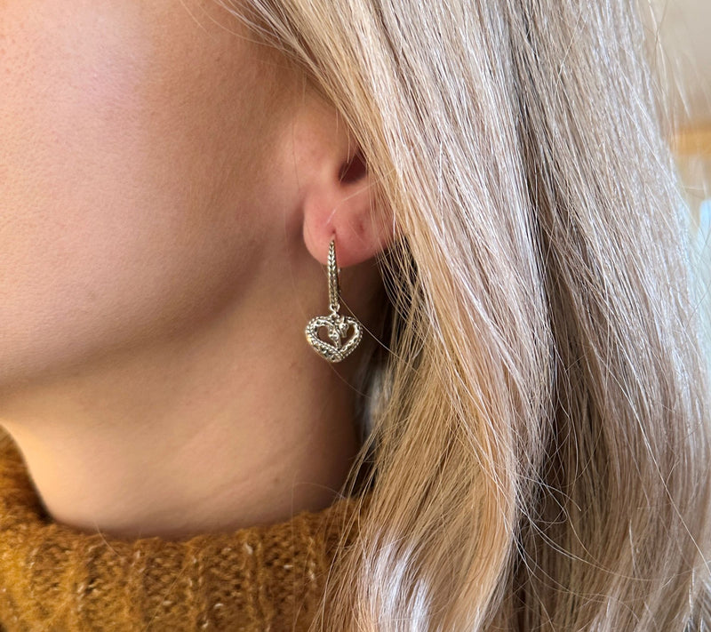 JAI Sterling Silver Symbols of Love Leverback Earrings — View 3