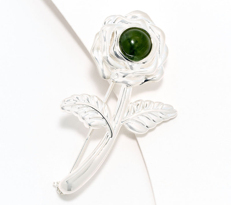 Connemara Marble Sterling Silver Rose Sweater Pin — Main view