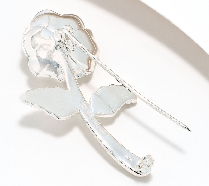 Connemara Marble Sterling Silver Rose Sweater Pin — View 2