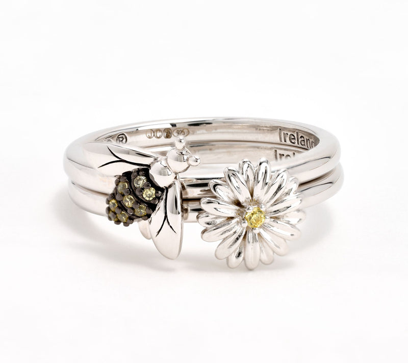 Fado Sterling Silver Set of 2 Irish Garden Stackable Rings — Main view