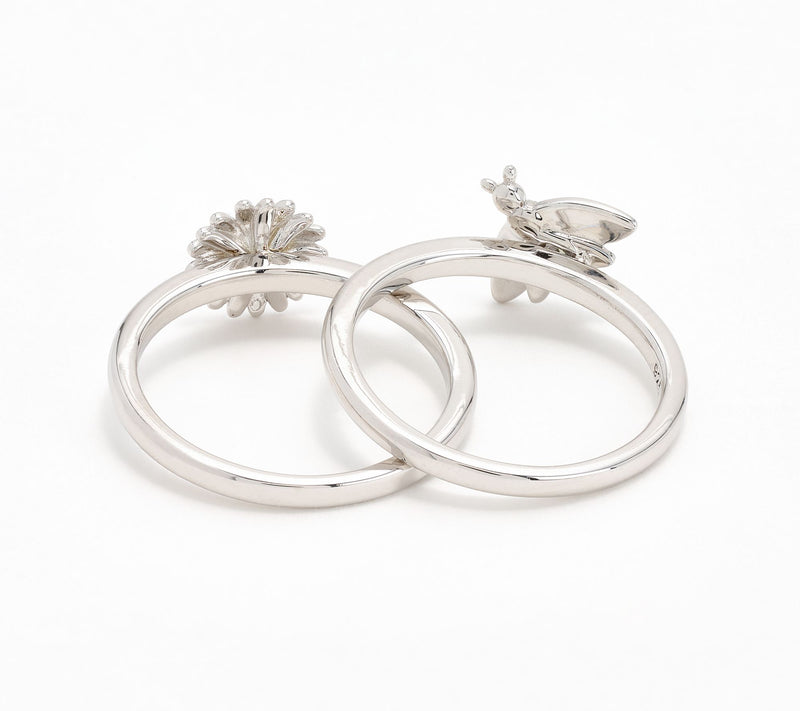Fado Sterling Silver Set of 2 Irish Garden Stackable Rings — View 2