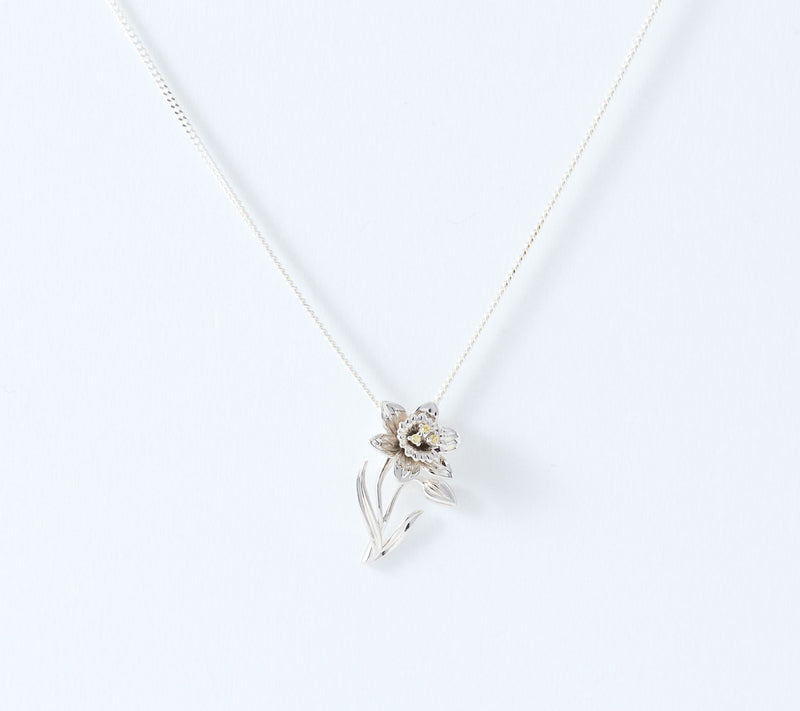 Fado Sterling Silver Daffodil Pendant with 18" Chain — Main view