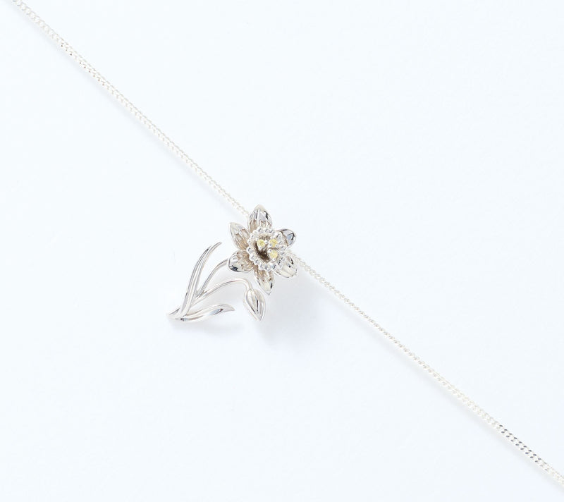 Fado Sterling Silver Daffodil Pendant with 18" Chain — View 2