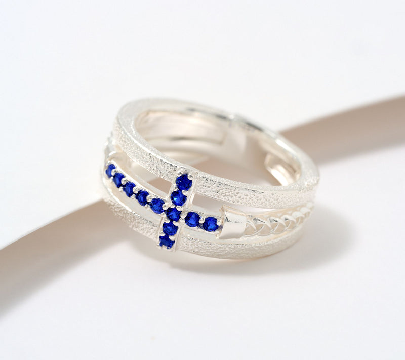 JMH Jewellery Sterling Silver Multi-Strand Cross Ring — View 3