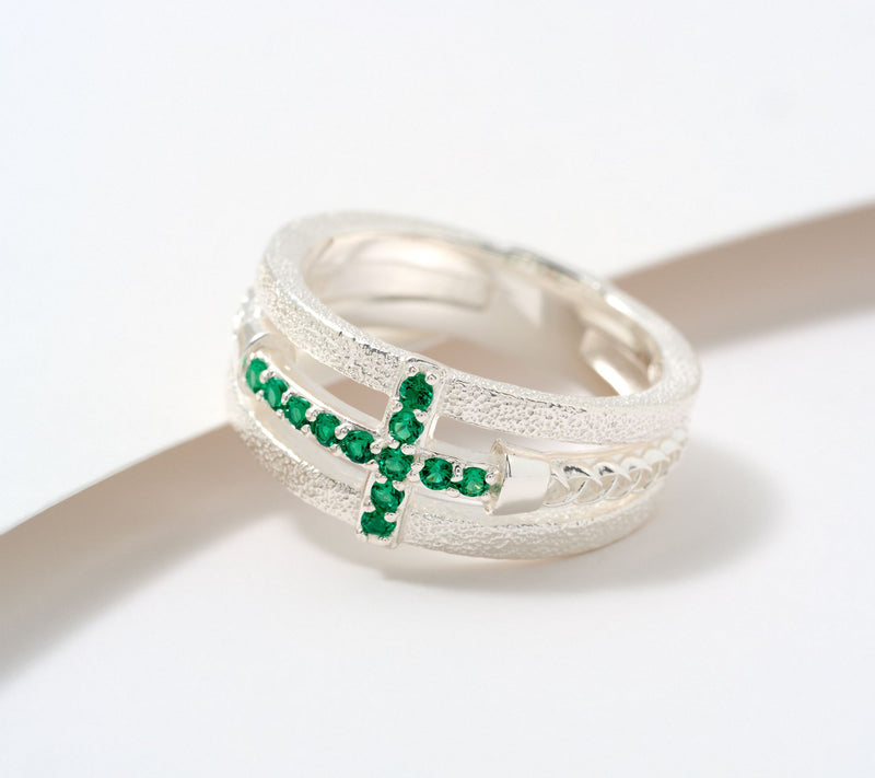 JMH Jewellery Sterling Silver Multi-Strand Cross Ring — Main view