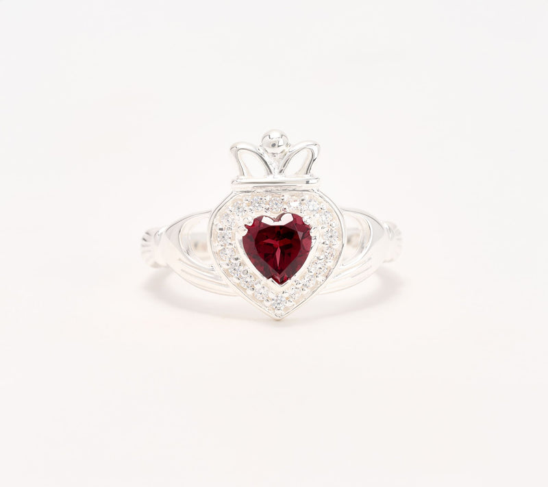JMH Jewellery Sterling Siler Rhodolite Claddagh Ring — Main view