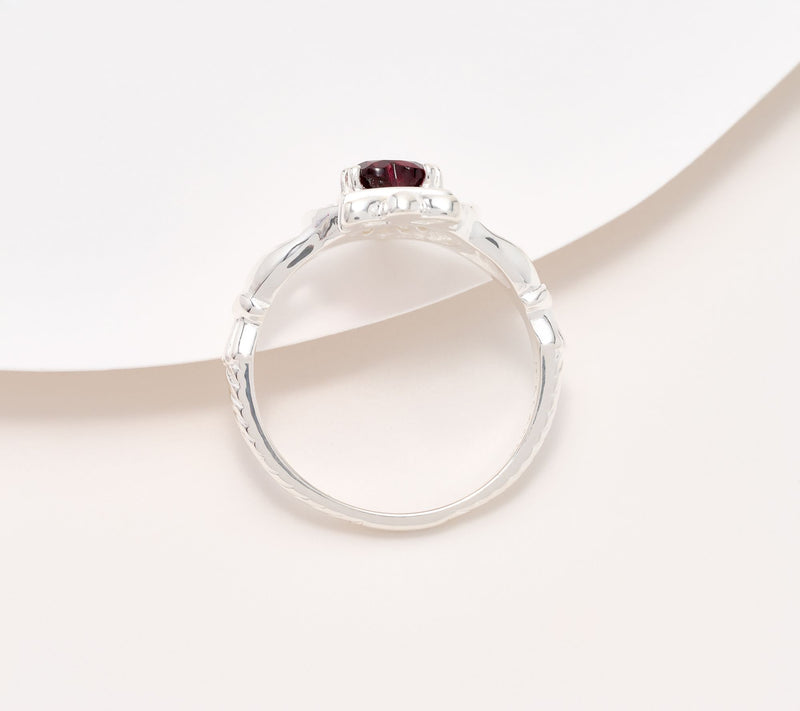 JMH Jewellery Sterling Siler Rhodolite Claddagh Ring — View 3