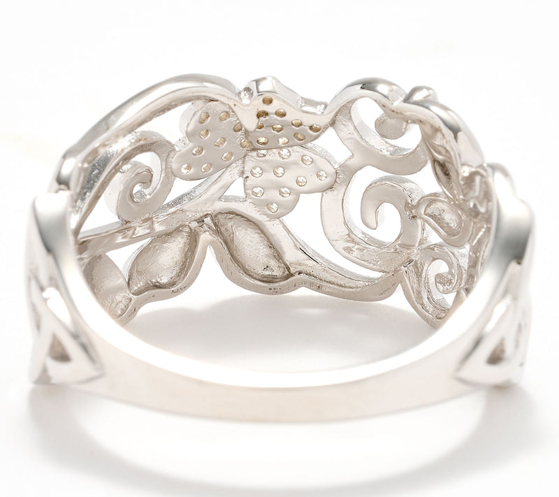 Solvar Sterling Silver Pave Shamrock Band Ring — View 4