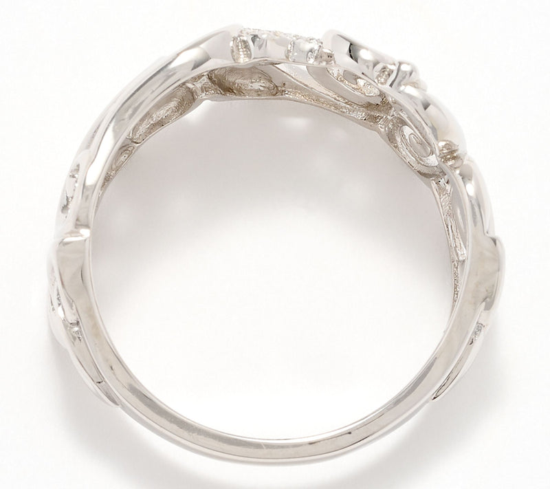 Solvar Sterling Silver Pave Shamrock Band Ring — View 2