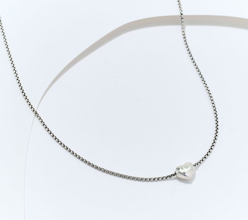 JAI Sterling Silver 1.6mm Box Chain Station Necklace, 7.9g — Main view