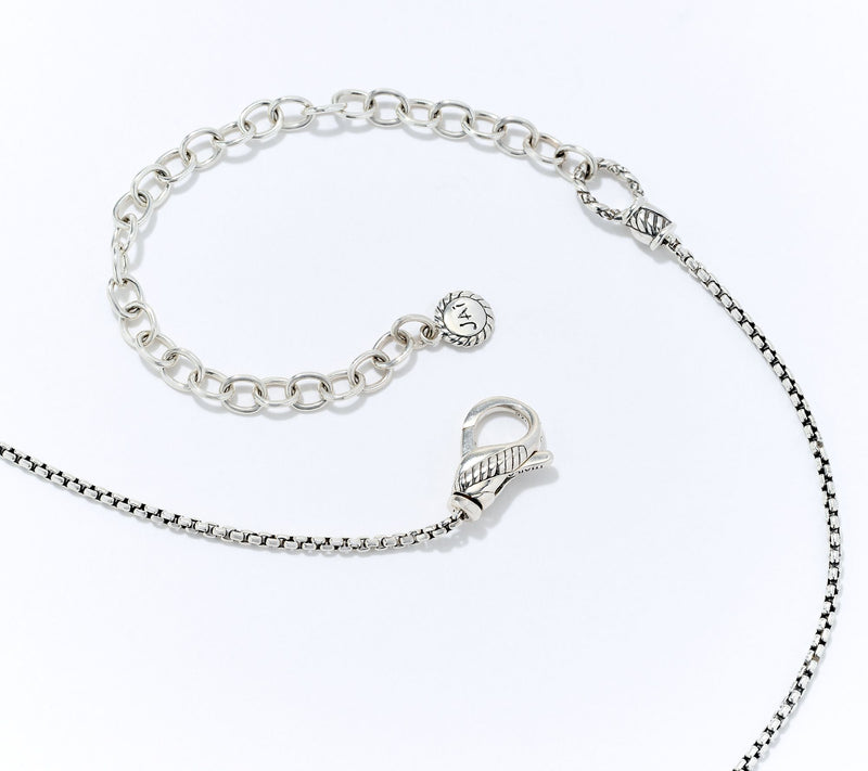 JAI Sterling Silver 1.6mm Box Chain Station Necklace, 7.9g — View 3