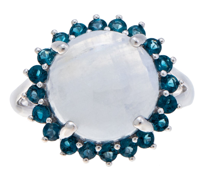 Affinity Gems Moonstone & London Blue Topaz Ring, Sterling — View 4