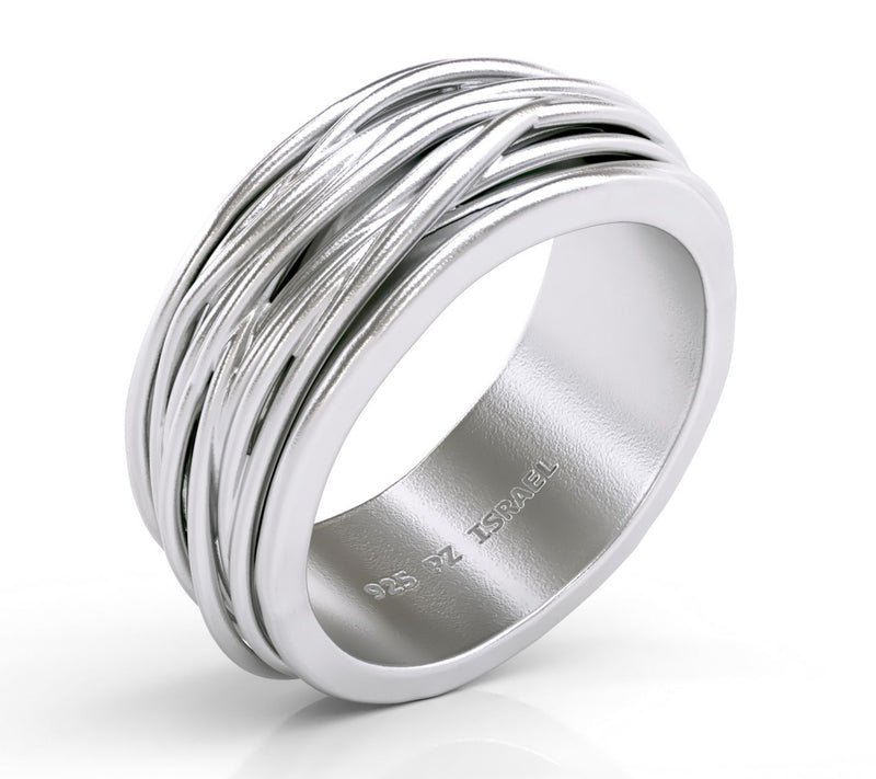 Or Paz  Sterling Silver Rope Design Spinner Ring — View 2