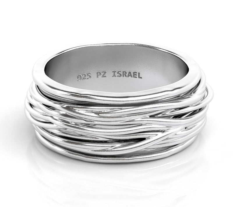 Or Paz  Sterling Silver Rope Design Spinner Ring — View 6