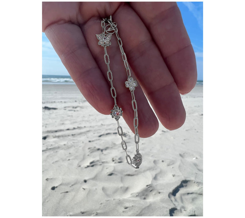 Goddaughters Sterling Silver White Topaz Good Vibes Bracelet — View 7