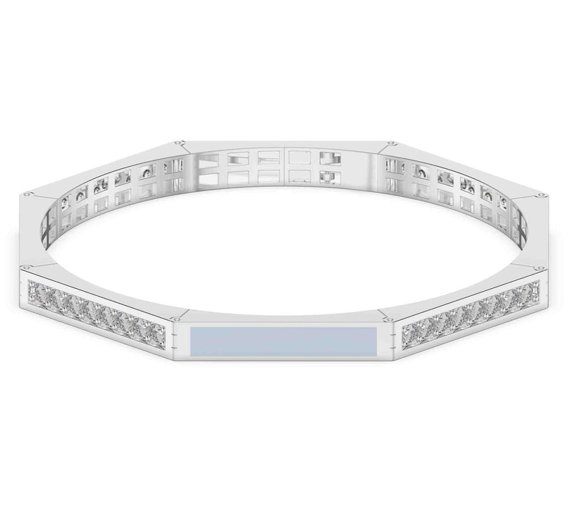 Vida Lab Diamonds Created Blue Mist  Octagon Bangle, Sterling — View 3
