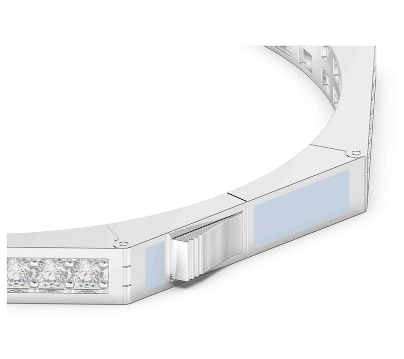 Vida Lab Diamonds Created Blue Mist  Octagon Bangle, Sterling — View 5