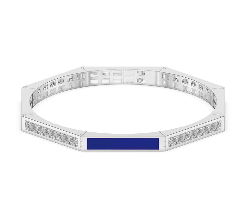 Vida Lab Diamonds Created Royal Blue Octagon Bangle, Sterling — Main view