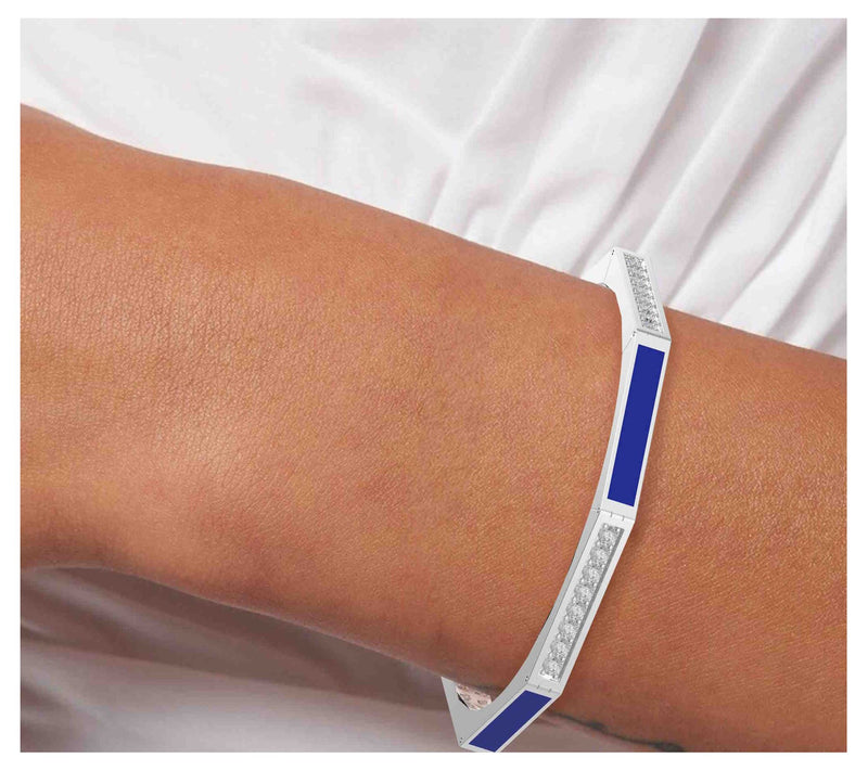 Vida Lab Diamonds Created Royal Blue Octagon Bangle, Sterling — View 4