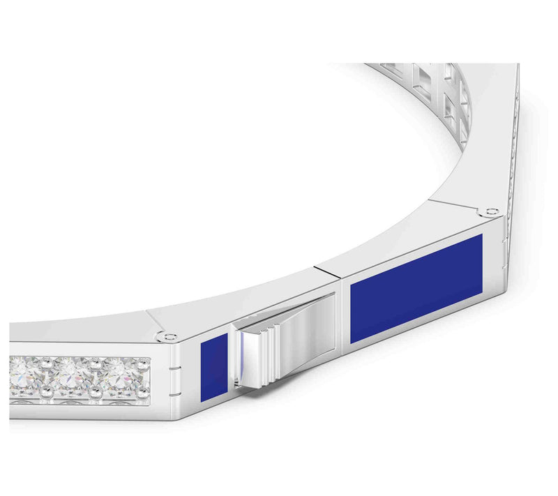 Vida Lab Diamonds Created Royal Blue Octagon Bangle, Sterling — View 5