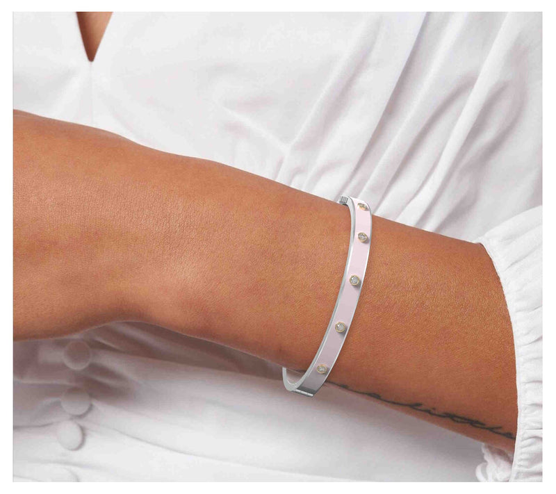 Vida Lab Diamonds Two-Tone Lab Grown Pink Bangle, Sterling — View 4