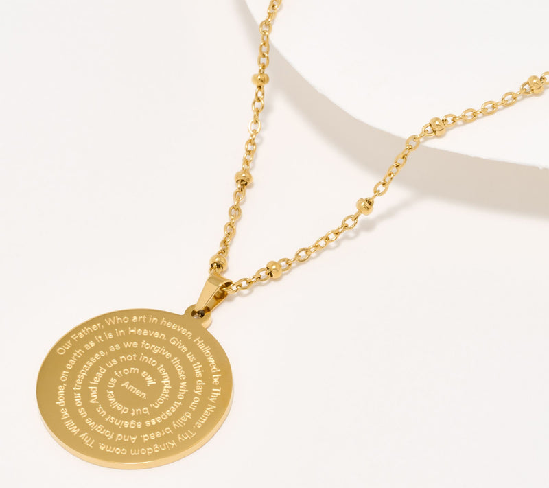 My Saint My Hero Lord's Prayer Medallion Necklace — Main view