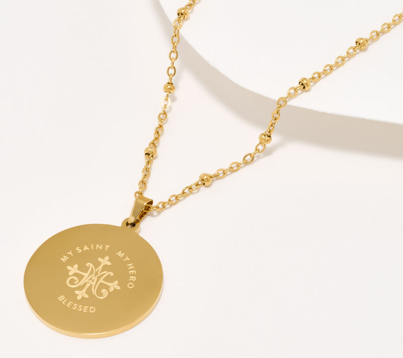 My Saint My Hero Lord's Prayer Medallion Necklace — View 2