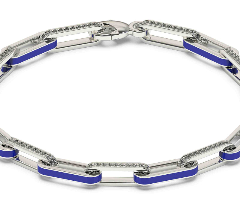 Vida Lab Diamonds Created Royal Blue Link Bracelet, Sterling — Main view
