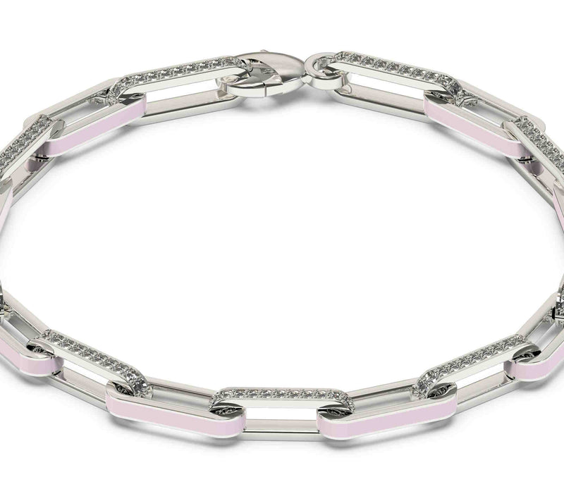 Vida Lab Diamonds Created Pink Mist Link Bracelet, Sterling — Main view