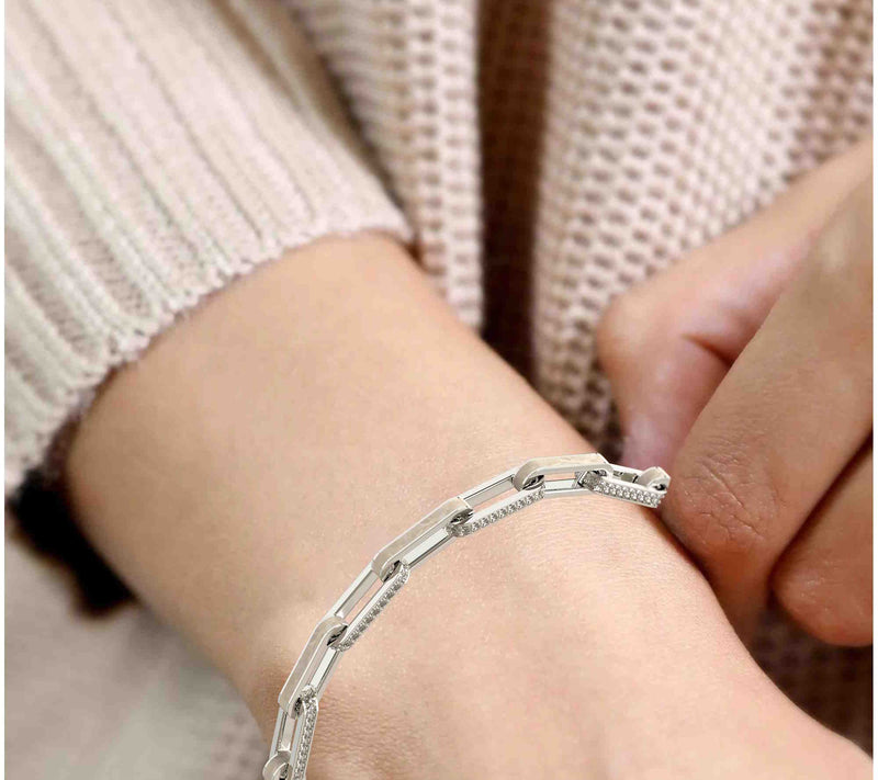 Vida Lab Diamonds Created Golden Sand Link Bracelet, Sterling — View 4