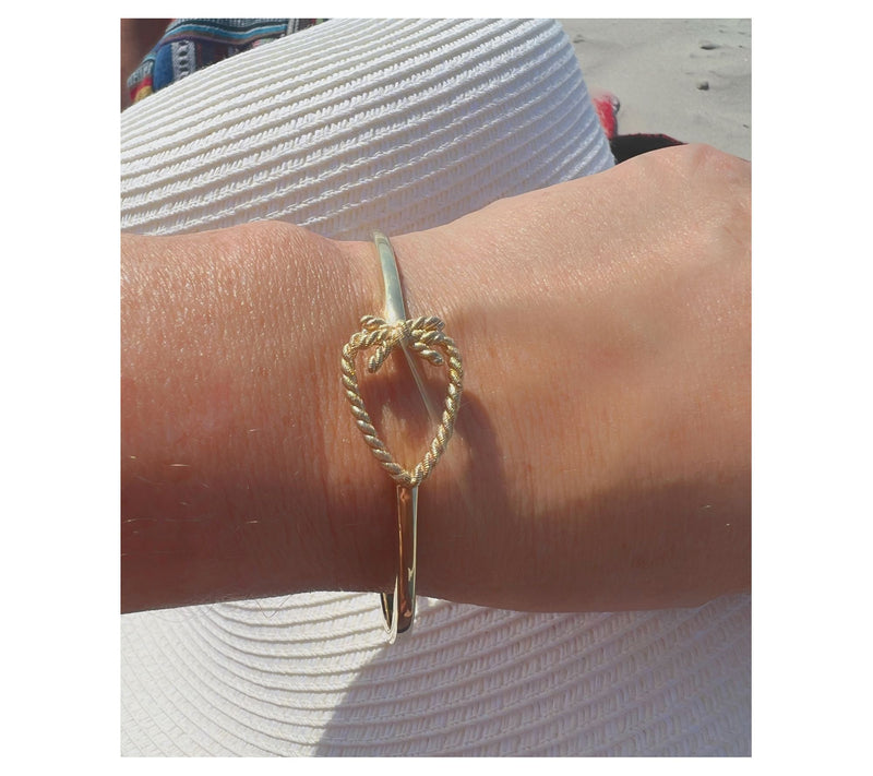 Goddaughters 14K Gold Clad Love Knot Heart Bangle — View 4