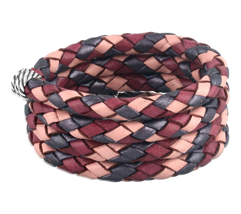American West  Sterling Braided Leather Coil Wrap Bracelet — View 2
