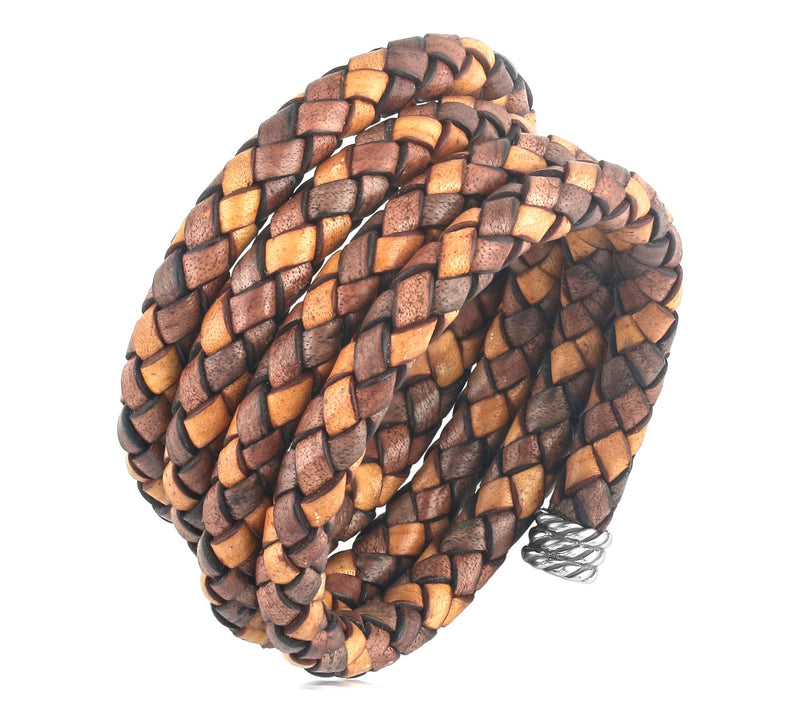 American West  Sterling Braided Leather Coil Wrap Bracelet — View 7