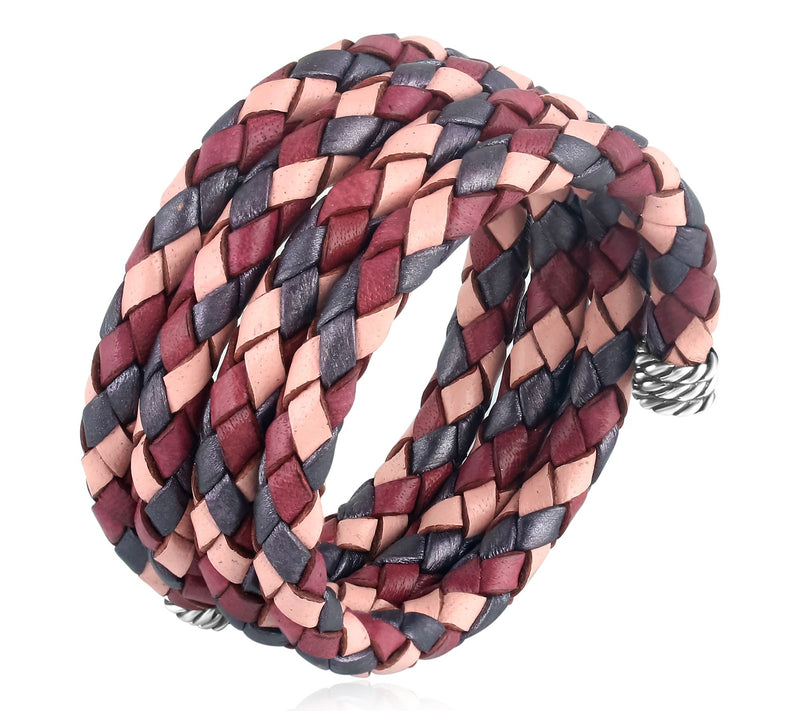 American West  Sterling Braided Leather Coil Wrap Bracelet — Main view