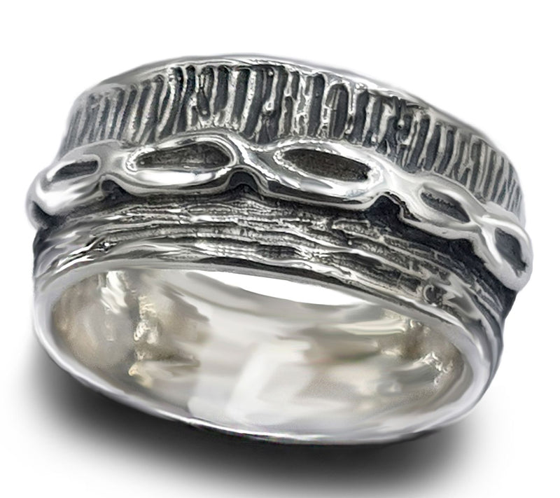 Hagit Sterling Silver Multi-Textured Band Ring — View 3