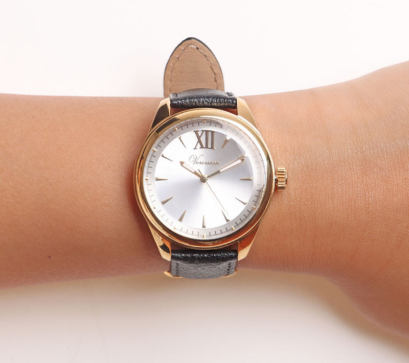 Veronese 18K Clad Choice of Leather or SiliconStrap Watch — View 3