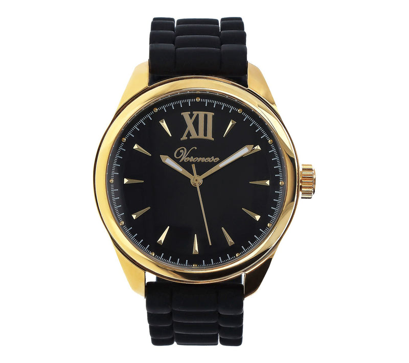 Veronese 18K Clad Choice of Leather or SiliconStrap Watch — Main view