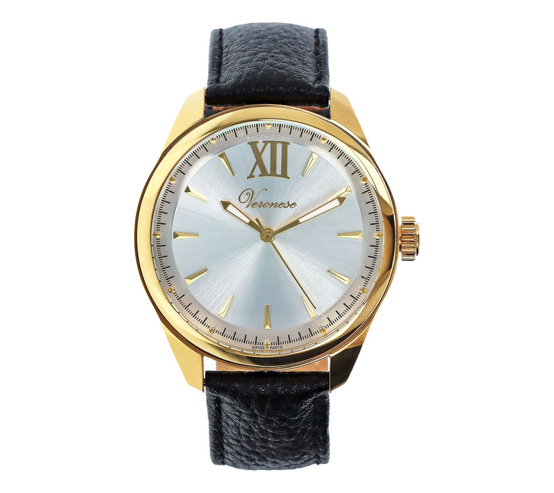 Veronese 18K Clad Choice of Leather or SiliconStrap Watch — View 7