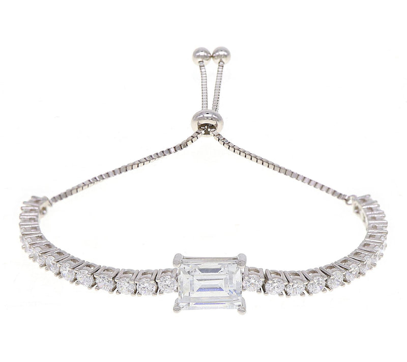Diamonique 4.60 cttw Adjustable Bracelet, Sterling Silver — View 3