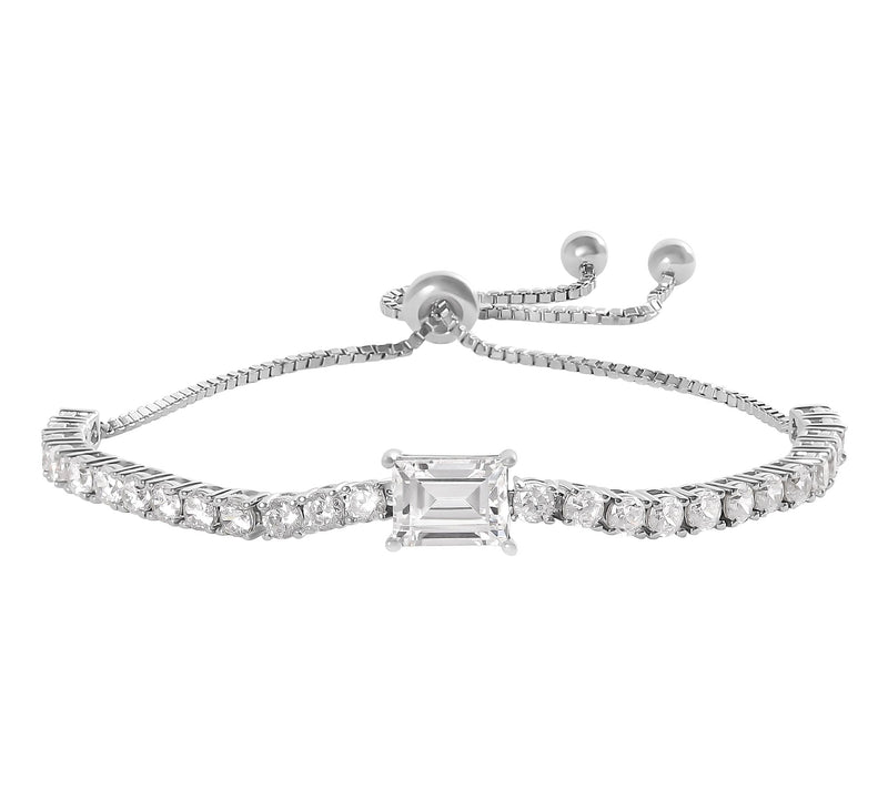 Diamonique 4.60 cttw Adjustable Bracelet, Sterling Silver — View 6