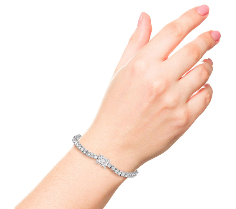 Diamonique 4.60 cttw Adjustable Bracelet, Sterling Silver — View 2