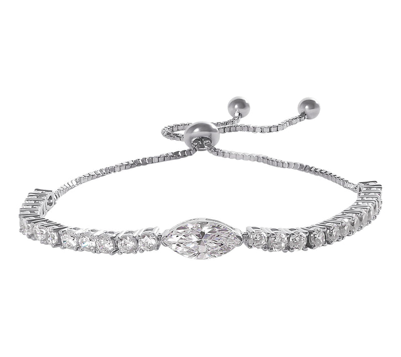 Diamonique 4.60 cttw Adjustable Bracelet, Sterling Silver — View 7